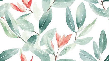 Light watercolor seamless design of Leucadendron pondoense