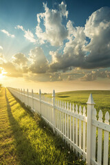 Fototapeta premium wooden fence on a sunny day