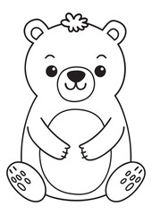 Obraz premium Sitting cute bear coloring page.eps and print-ready. Adorable vector illustration in ISO size, ideal for children’s creative learning and fun coloring activities.