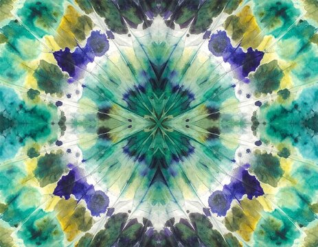 Symmetrical green and blue abstract pattern - Powered by Adobe