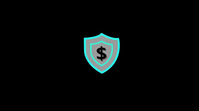 Cryptocurrency symbol glowing on futuristic shield with on dark background showcasing digital security, blockchain technology, and finance protection for ultimate digital shield.