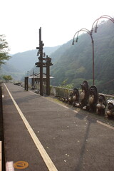 嵯峨野トロッコ鉄道からの風景　トロッコ保津峡駅