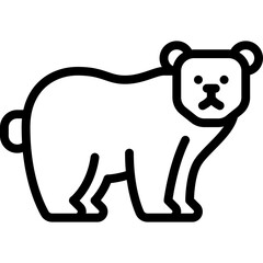 Black Line Art Drawing Of A Bear On A Transparent Background