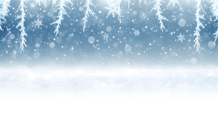 Christmas blue background with snow