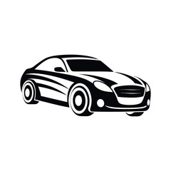 Fototapeta premium Sleek black sports car silhouette with white accents