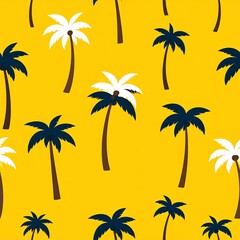 Vibrant Yellow Palm Tree Silhouette Pattern