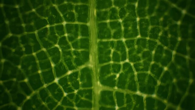 Close Up of Green Leaf Vein Structure, Macro