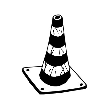black and white traffic cone clip art preview