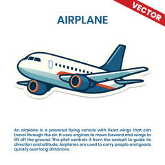 Colourful Airplane commercial passenger jet aircraft vector illustration