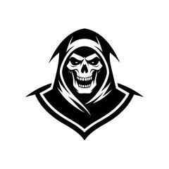 Grim reaper skull with hooded robes emblem