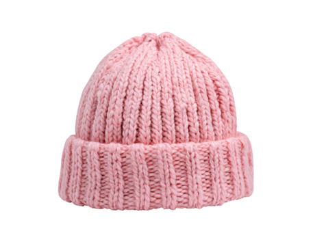 Cozy pink knitted beanie hat for winter fashion and warmth