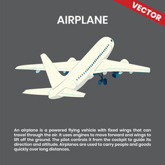 Airplane commercial passenger jet aircraft vector illustration back view
