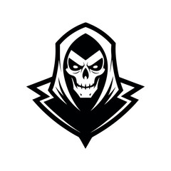Grim reaper skull emblem with hooded cloak