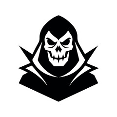 Stylized grim reaper skull with spiked collar and hood