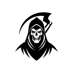 Grim reaper skull with scythe emblem