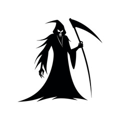 Silhouette of the grim reaper holding a scythe