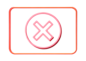 Bright neon red x mark inside a circle on a black background with rounded corners