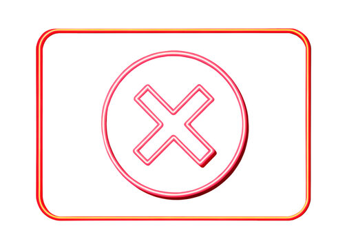 Bright neon red x mark inside a circle on a black background with rounded corners
