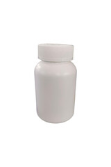 Blank white medicine bottle isolated for product or label mockup presentation on white background, png 