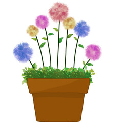 Vibrant Flower Bouquet in Terracotta Pot.eps