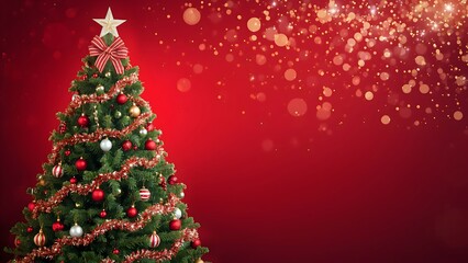 Christmas tree with red Christmas bokeh background - hd background 2025 - 2026