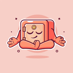 calm safety box character mascot with yoga meditation pose isolated cartoon 