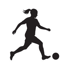 Female soccer player football sports silhouette vector illustration white background