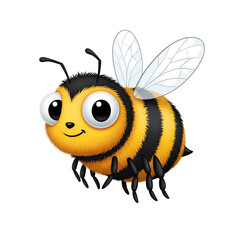 Naklejka premium Cute cartoon bee with big eyes isolated on transparent background