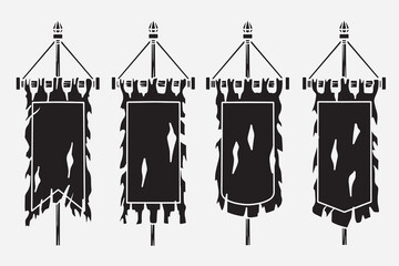 set of pennant medieval ripped good for icon, symbol, element design, silhouette design, etc