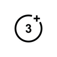 The logo contains age limit sign, underage restriction, prohibition icon, 3 age icon, 3 and above special logo, age limit circle sign vector illustration.