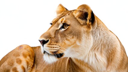 Obraz premium Majestic lioness portrait wildlife sanctuary animal photography studio environment close-up view wildlife conservation