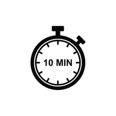 10-minute timer icon. Logo for clock, speed, and stopwatch timers. Attractive design for all purposes. Vector graphic illustration.