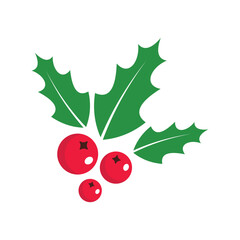 Holly berry vector icon. Merry Christmas symbol illustration isolated on white background