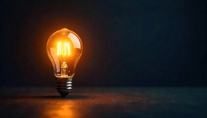 Single Light Bulb Illuminating Dark Room Inspiration, Idea, Bright Future