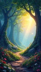 Ethereal Landscape Serene Dawn Illuminating Spiritual Reflection and Inner Peace