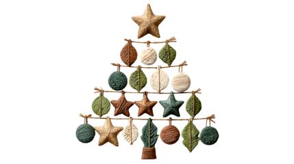 Eco-friendly mini Christmas tree made from rolled green paper leaves spiraling upward with golden bead ornaments, isolated on white background