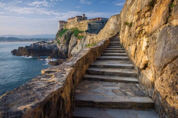 Coastal steps leading to a fortress