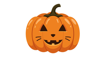 Cartoon pumpkin with a smiling face for Halloween.