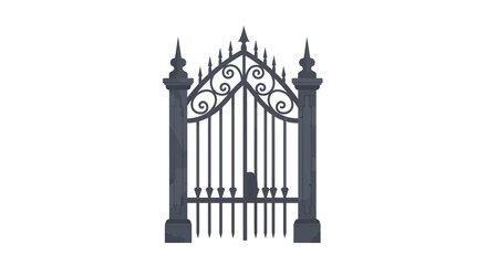 Ornate wrought iron gate with gothic design elements.