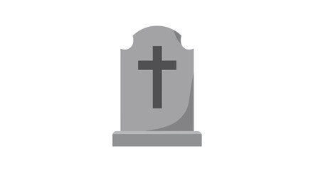 Obraz premium A gray gravestone with a cross on it, symbolizing death and remembrance.