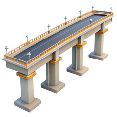 3d ornate bridge structure with pillars isolated on transparent background