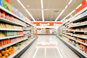 ソフトフォーカス背景イメージ、スーパー,マーケット, 棚, 店, 買い物する, 小売り, 食べ物, 買物,ボケイメージ 