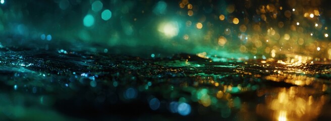 Abstract bokeh background with teal and gold tones (1)