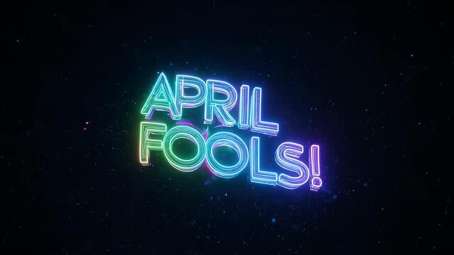 A modern, looping animation of "APRIL FOOLS!" text with a trendy glitch effect. Great for digital greetings, social media stories, and edgy prank-themed videos.