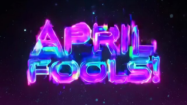 A modern, looping animation of "APRIL FOOLS!" text with a trendy glitch effect. Great for digital greetings, social media stories, and edgy prank-themed videos.
