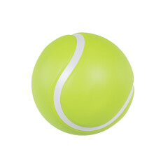 A Bright Yellow Tennis Ball with White Stripes on a Transparent Background Ready for Play and Sports Activity