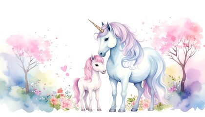 Unicorns Pastel Landscape  