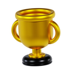 Golden Trophy With Two Handles And Black Base On Transparent Background Represents Victory Achievement Success And Competition Win
