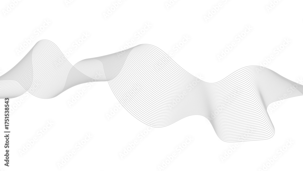 Wall mural thin wavy line abstract background. abstract black lines wave curve motion on white background.