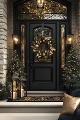 christmas decoration on the door